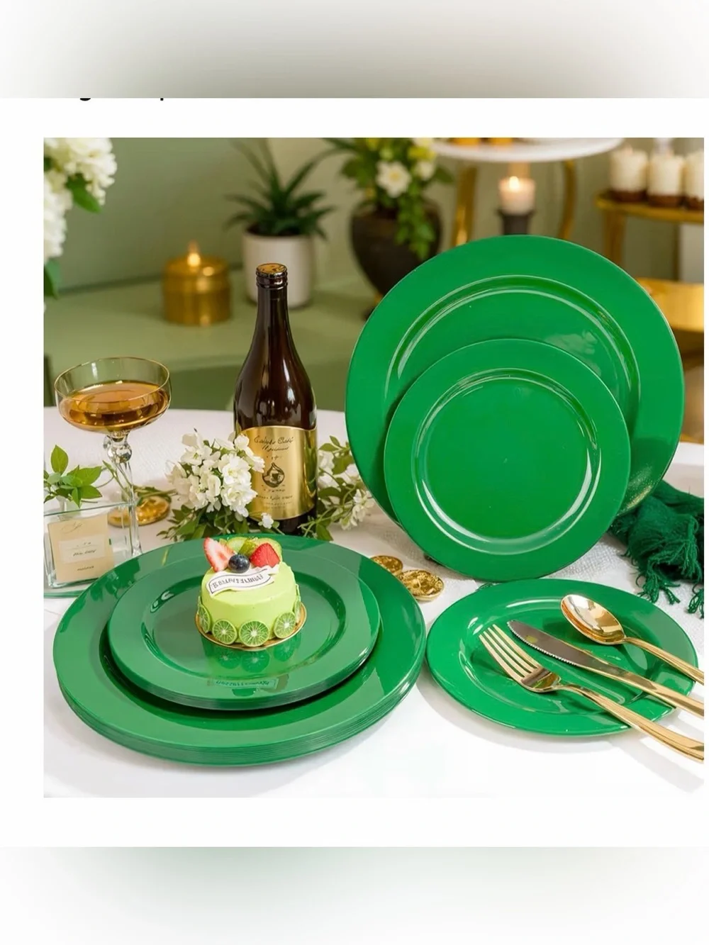 60PCS Green Plates & St. Patrick's Day Plates-Heavy Duty Dark Green For Party